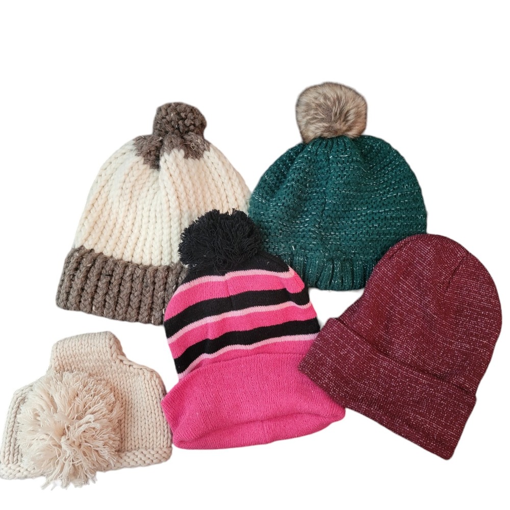 Pom Pom Beanie‎ Winter Hat Lot 5 Pieces